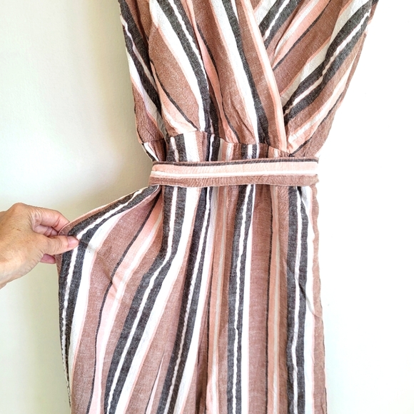 Chloe Rene Summer Boho Jumpsuit Sleeveless Linen Blend Size Petite Large - Picture 3 of 15